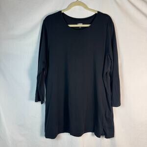 Lands End 3/4 Sleeve Supima Tunic in Black XL Tall XLT - Women's Top, Classic
